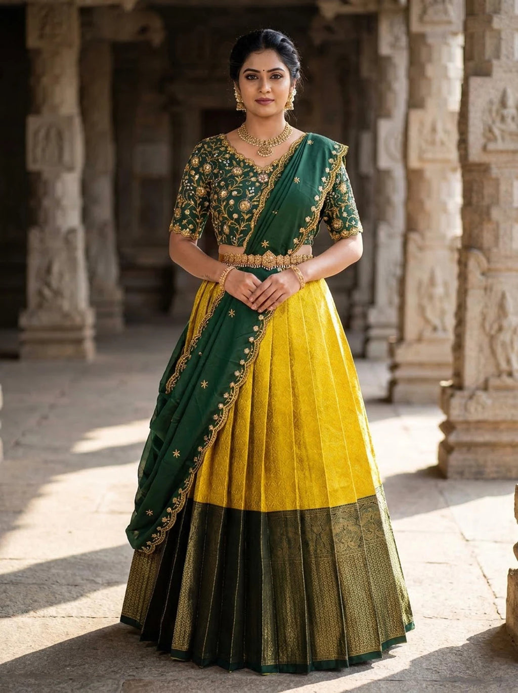 Solid Semi Stitched Lehenga Choli