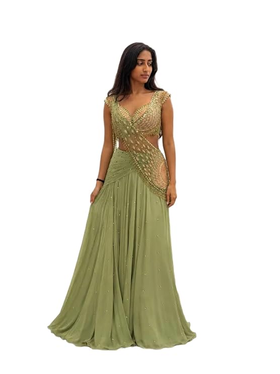 Heavy Chinon Silk Ready to Wear Lehenga with Embroidery Sequin Butta, Attached Net Pallu & Stitched Blouse