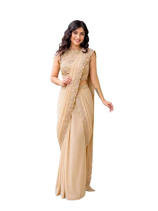 Premium Star Georgette Ready to Wear Lehenga with Attached Pallu, Embroidery Sequin Work & Stitched Blouse