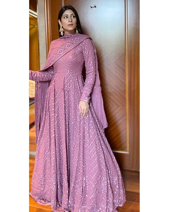 Traditional Anarkali Gown with Dupatta Set, Full Length Gown, Wedding