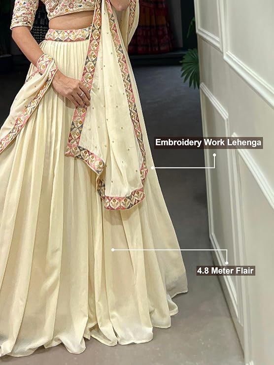 Women's Georgette Embroidery work Lehenga Choli with Dupatta | Bridesmaid Wedding Lehenga Choli for women