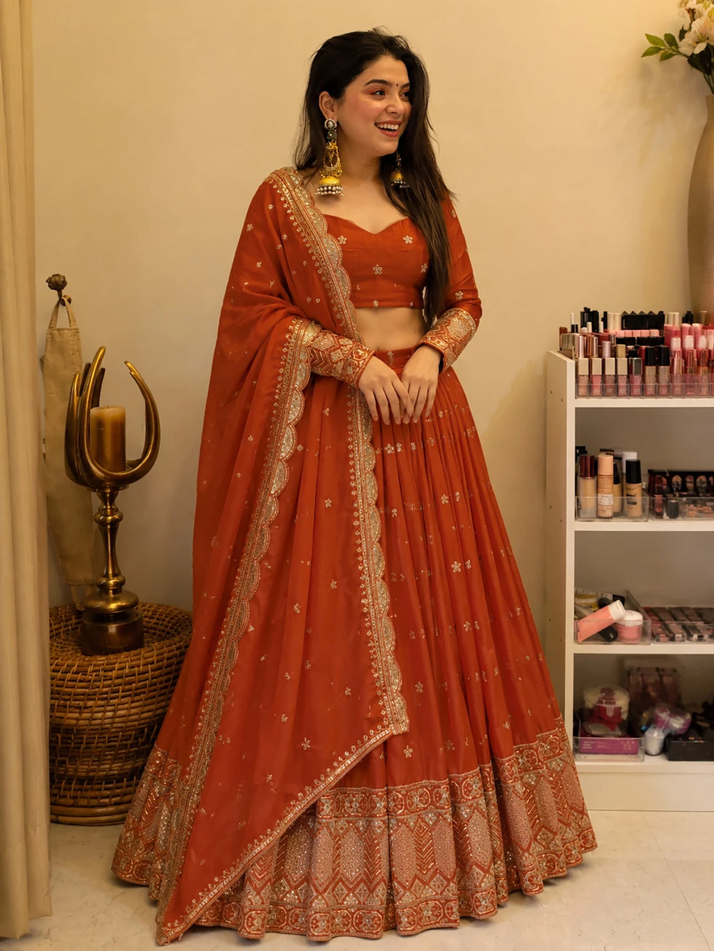 Kedar Fab Embroidered Semi Stitched Lehenga Choli