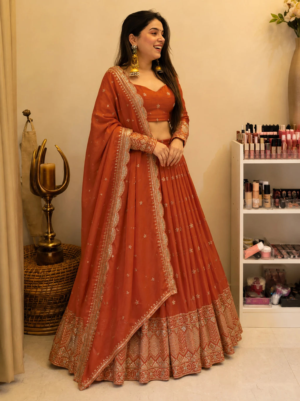 Kedar Fab Embroidered Semi Stitched Lehenga Choli