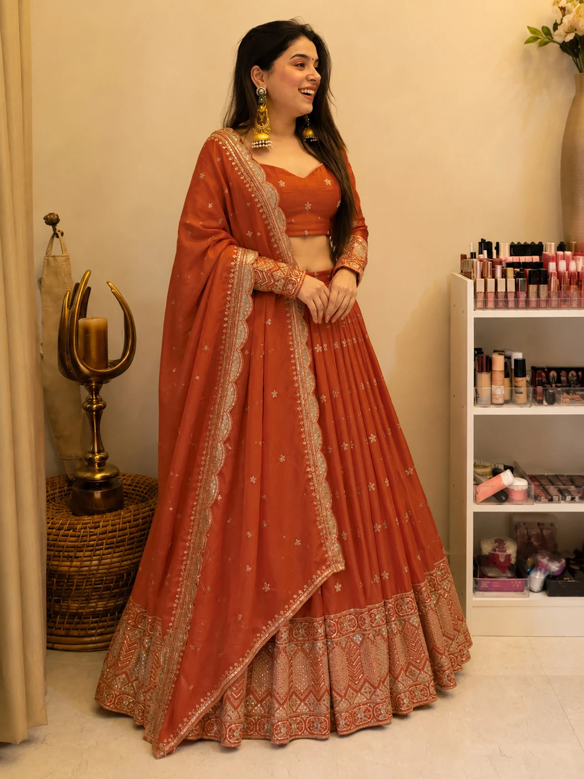Kedar Fab Embroidered Semi Stitched Lehenga Choli