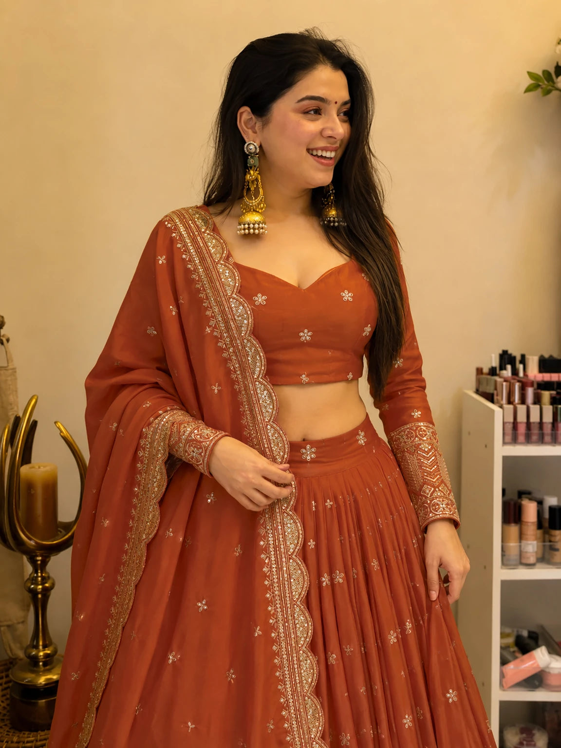 Kedar Fab Embroidered Semi Stitched Lehenga Choli