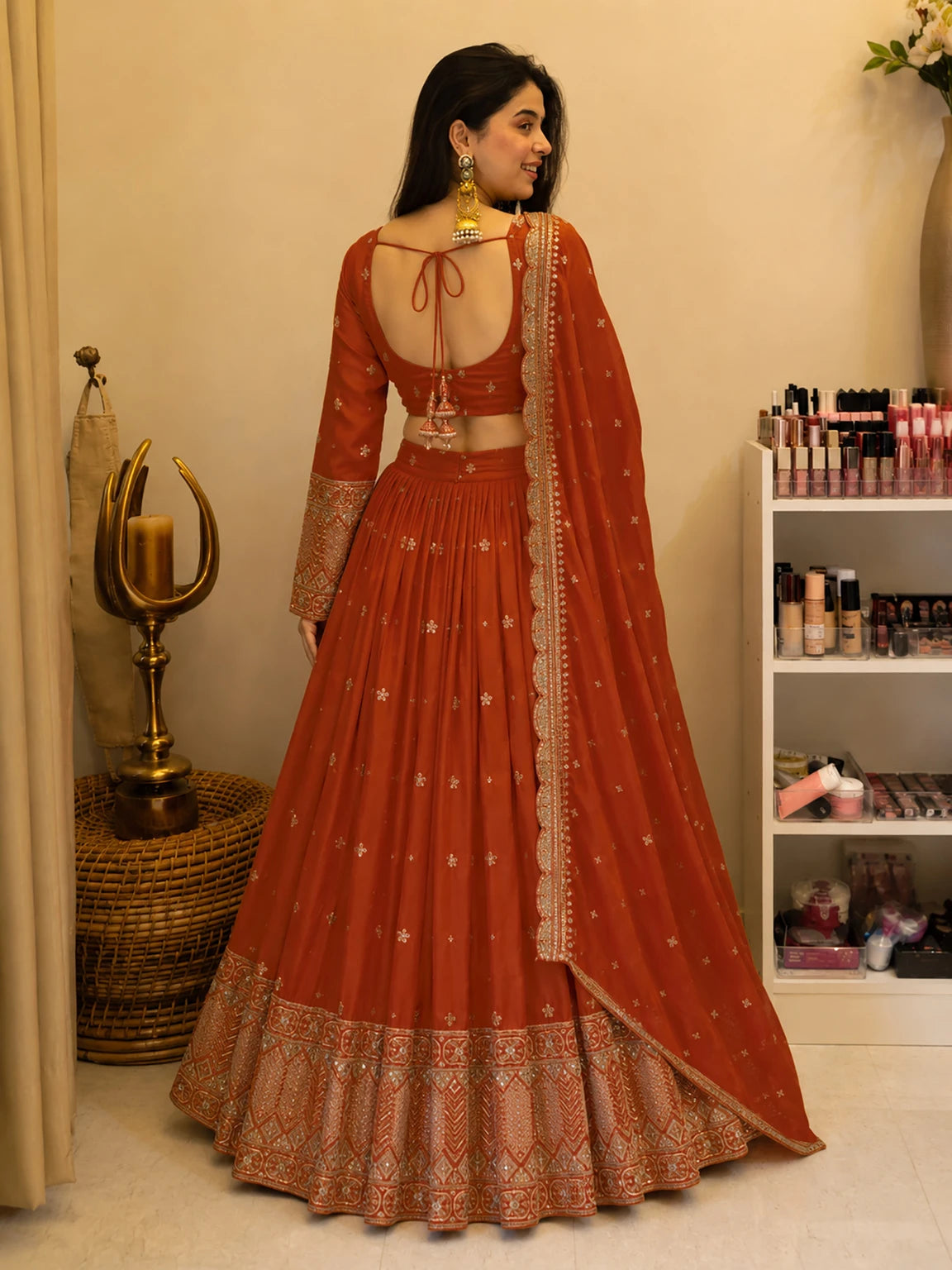 Kedar Fab Embroidered Semi Stitched Lehenga Choli