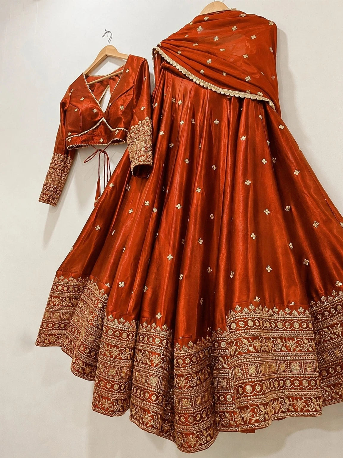 Cute Fellow Embroidered Semi Stitched Lehenga Choli