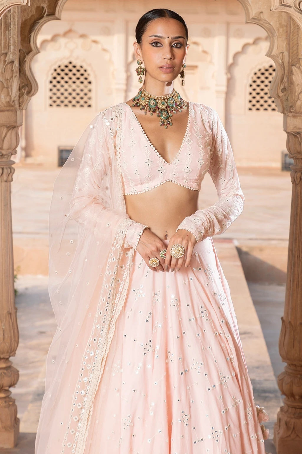 Embroidered Semi Stitched Lehenga Choli