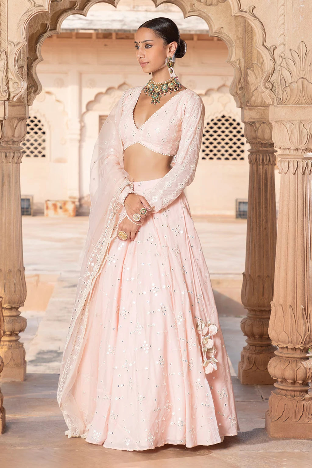 Embroidered Semi Stitched Lehenga Choli