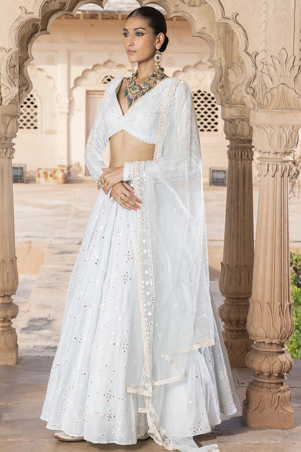 Embroidered Semi Stitched Lehenga Choli