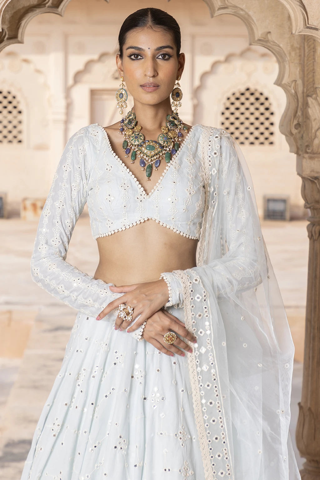 Embroidered Semi Stitched Lehenga Choli