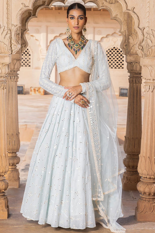 Embroidered Semi Stitched Lehenga Choli