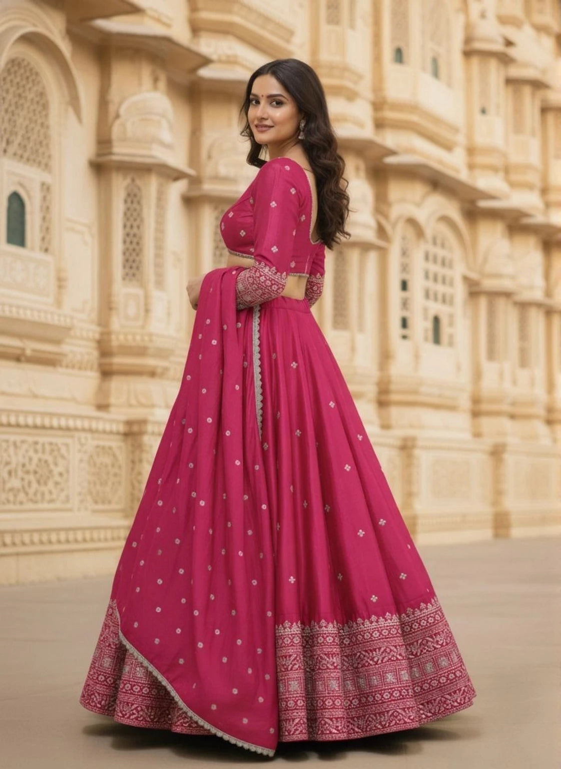 Cute Fellow Embroidered Semi Stitched Lehenga Choli