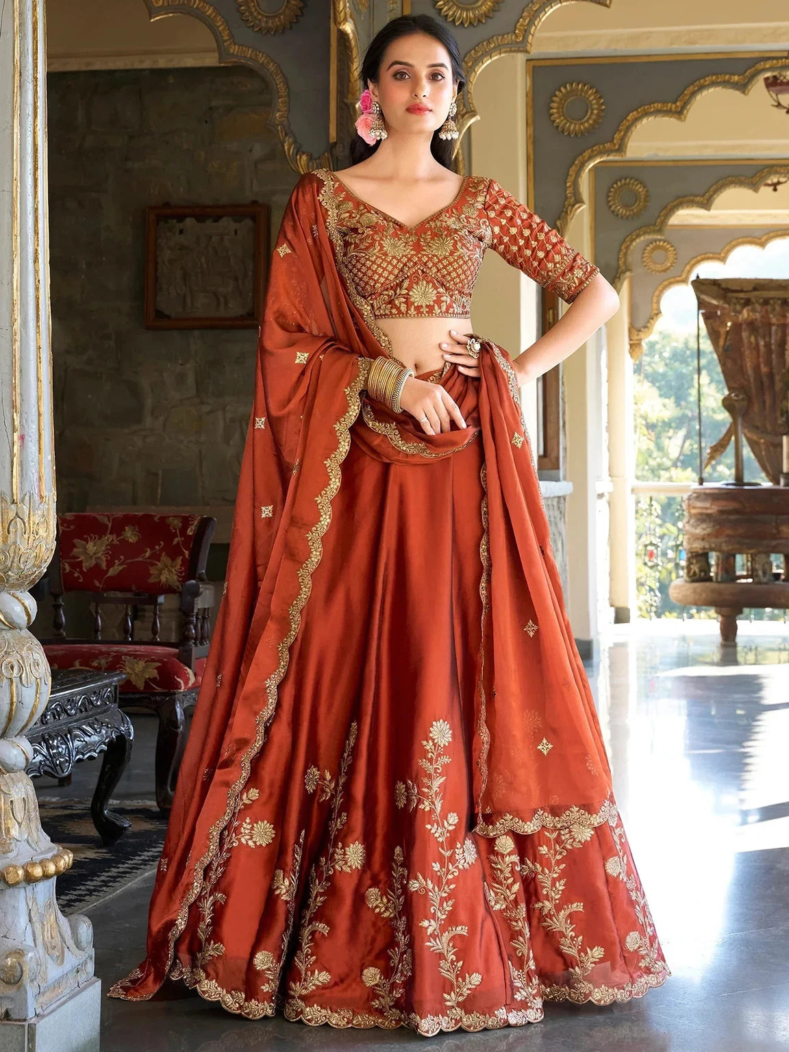 Kedar Fab Embroidered Semi Stitched Lehenga Choli