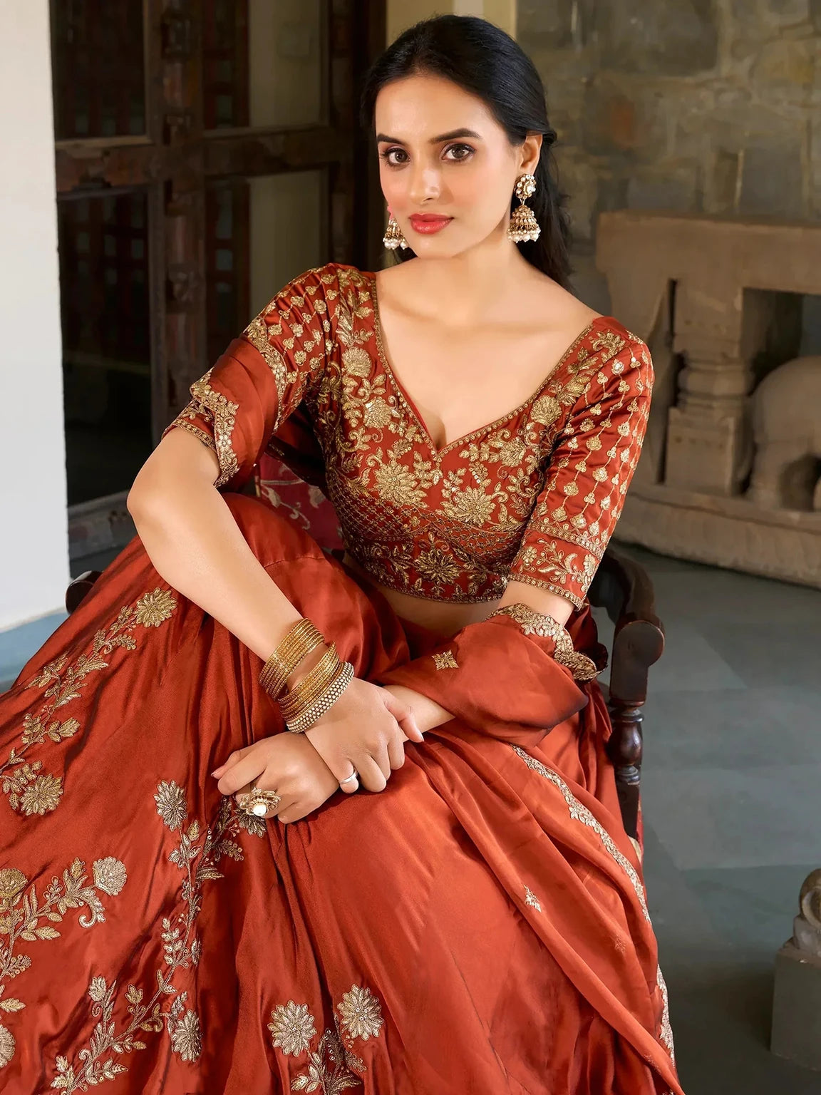 Kedar Fab Embroidered Semi Stitched Lehenga Choli