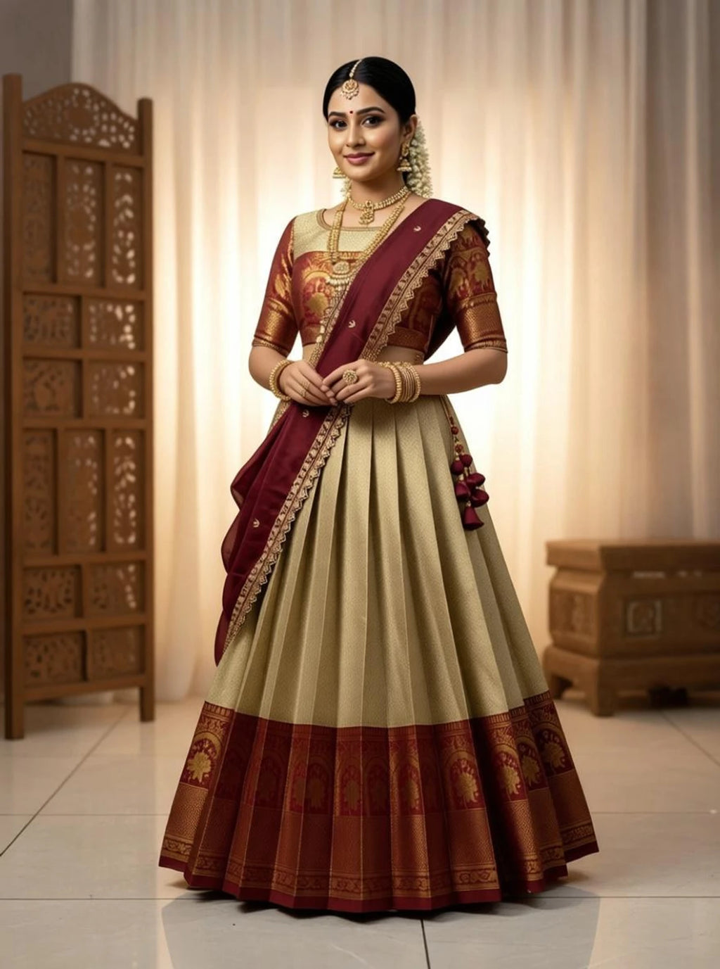 Divastri Solid Semi Stitched Lehenga Choli