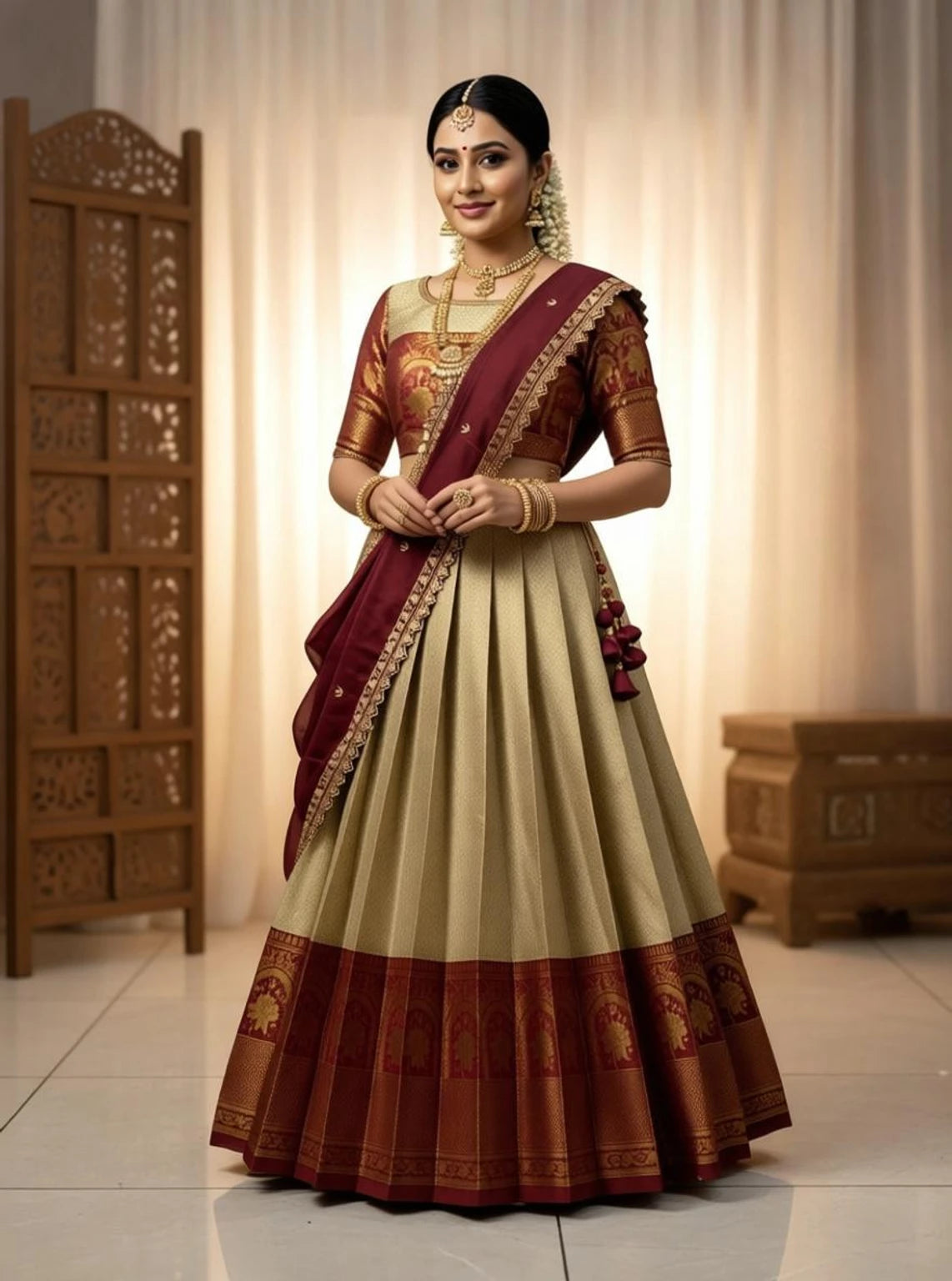 Divastri Solid Semi Stitched Lehenga Choli