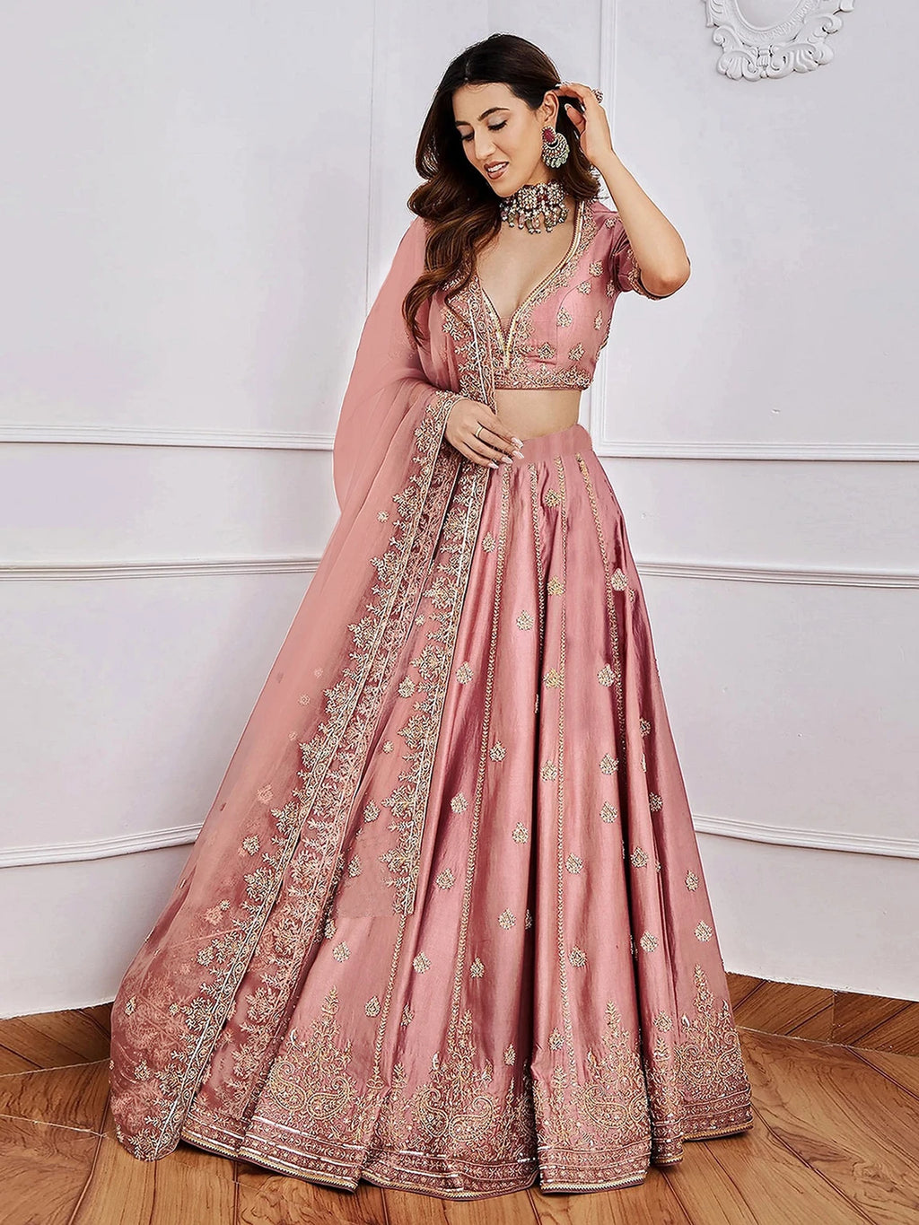 Kedar Fab Embroidered Semi Stitched Lehenga Choli