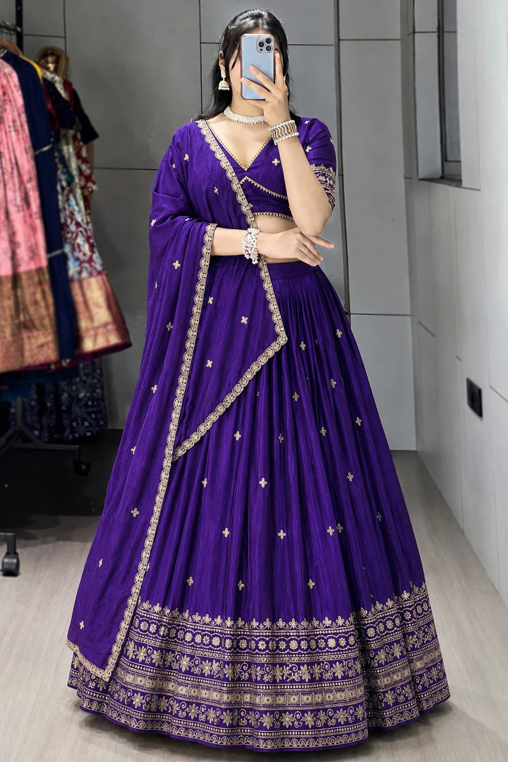 Kedar Fab Embroidered Semi Stitched Lehenga Choli