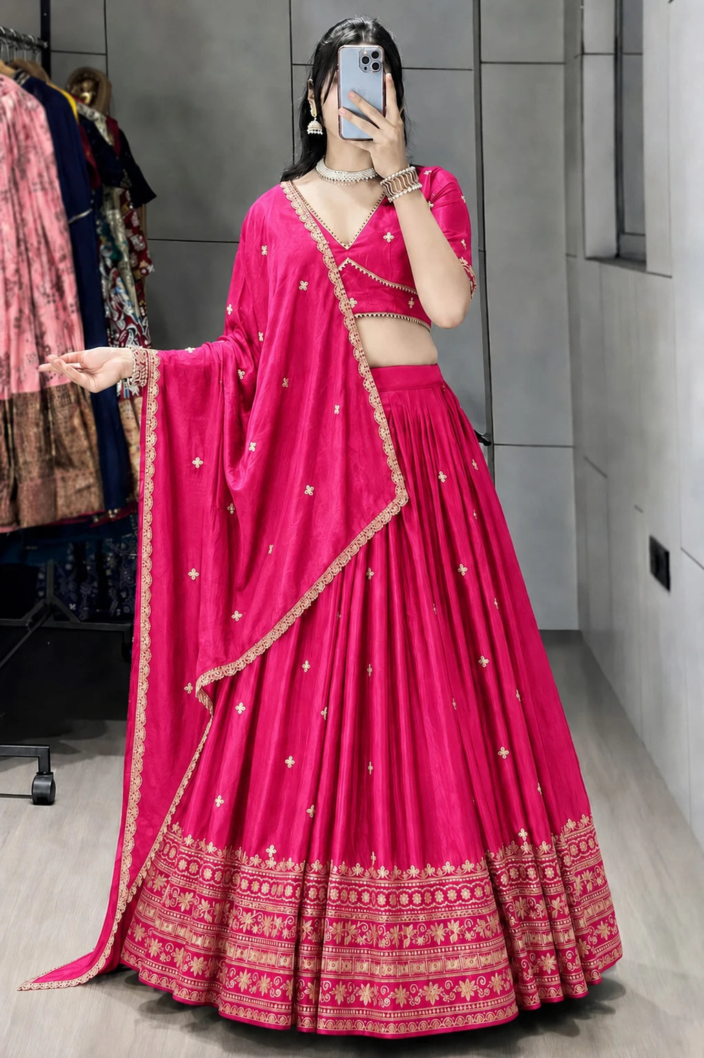 Kedar Fab Embroidered Semi Stitched Lehenga Choli