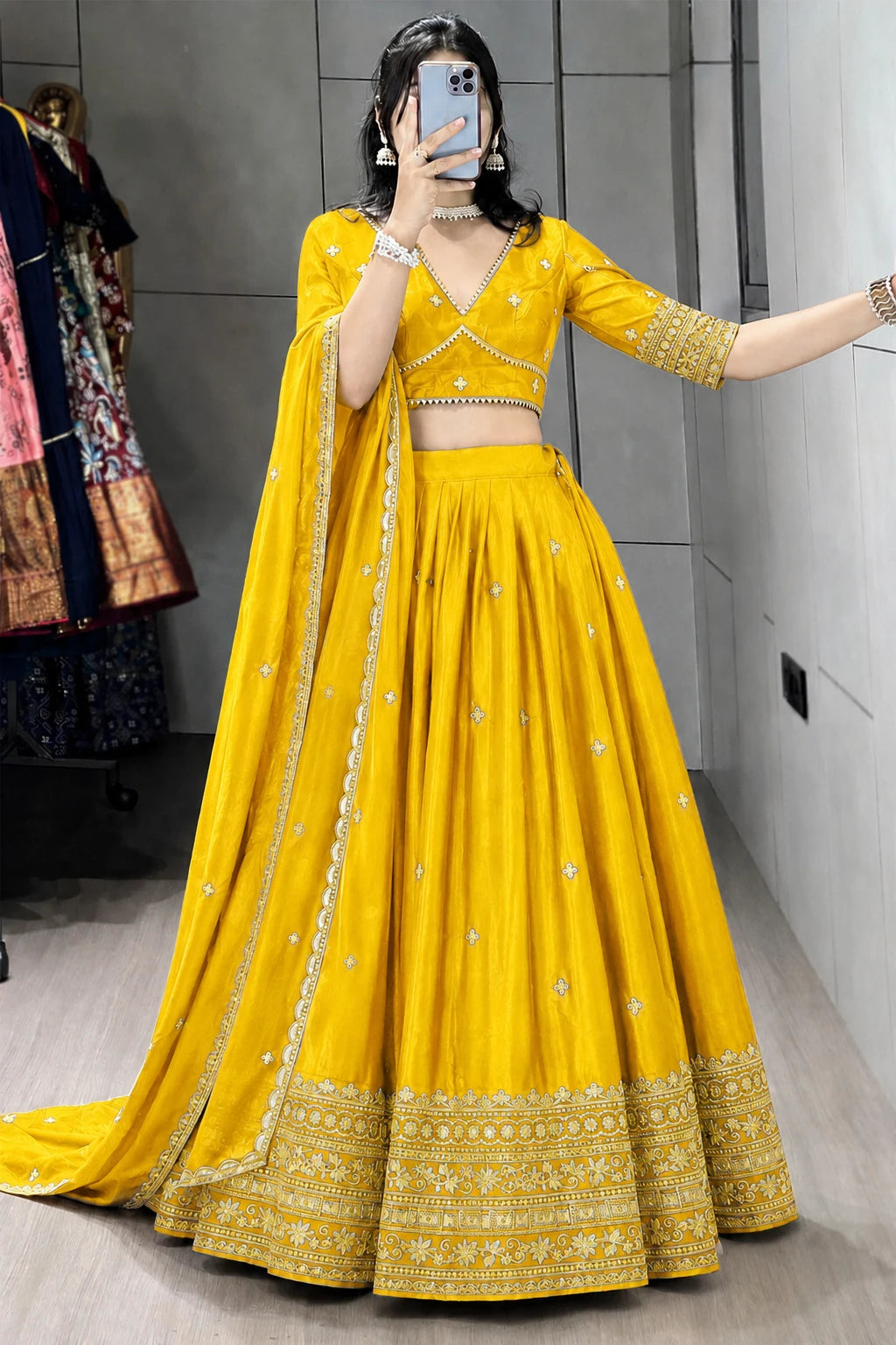 Kedar Fab Embroidered Semi Stitched Lehenga Choli
