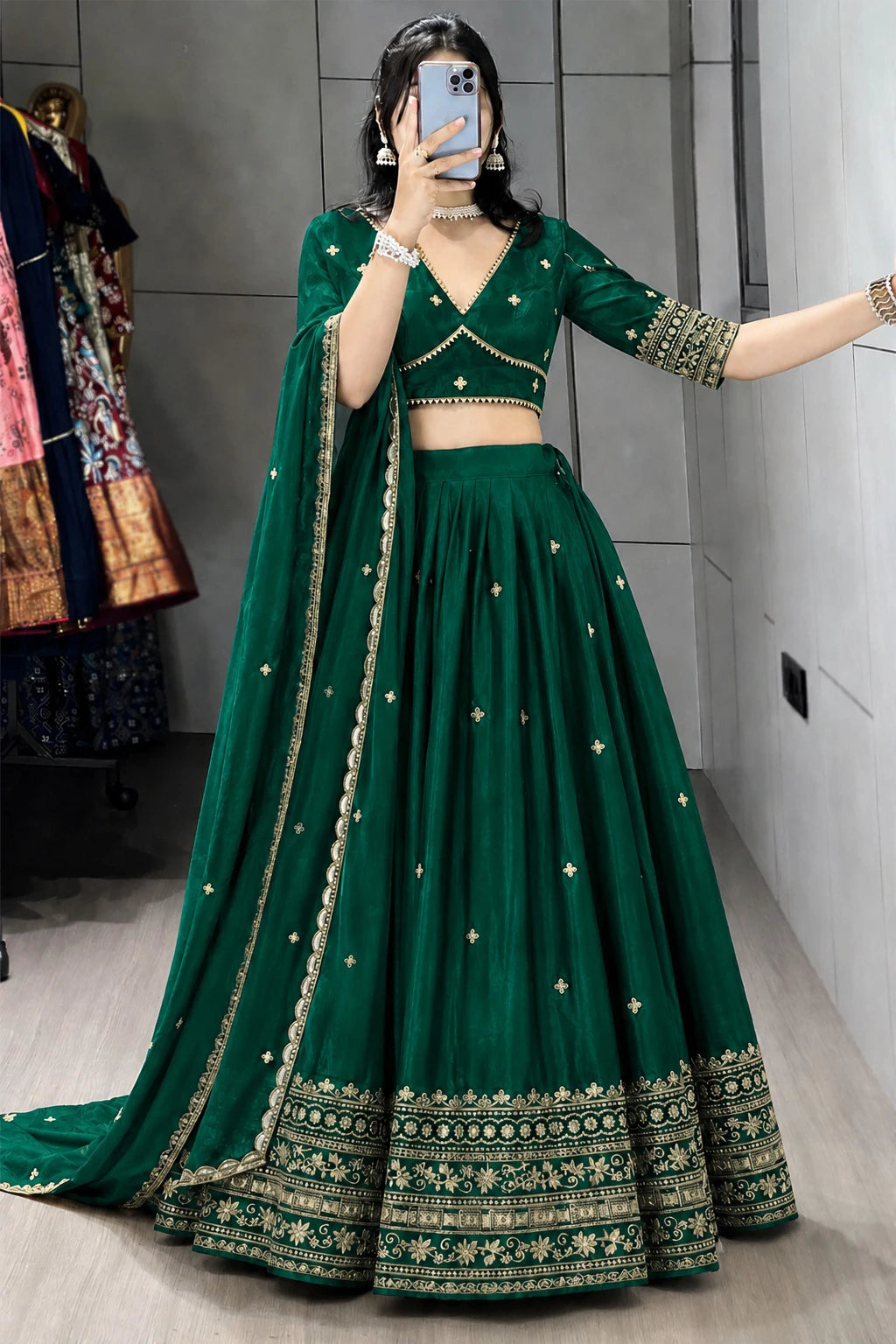 Kedar Fab Embroidered Semi Stitched Lehenga Choli