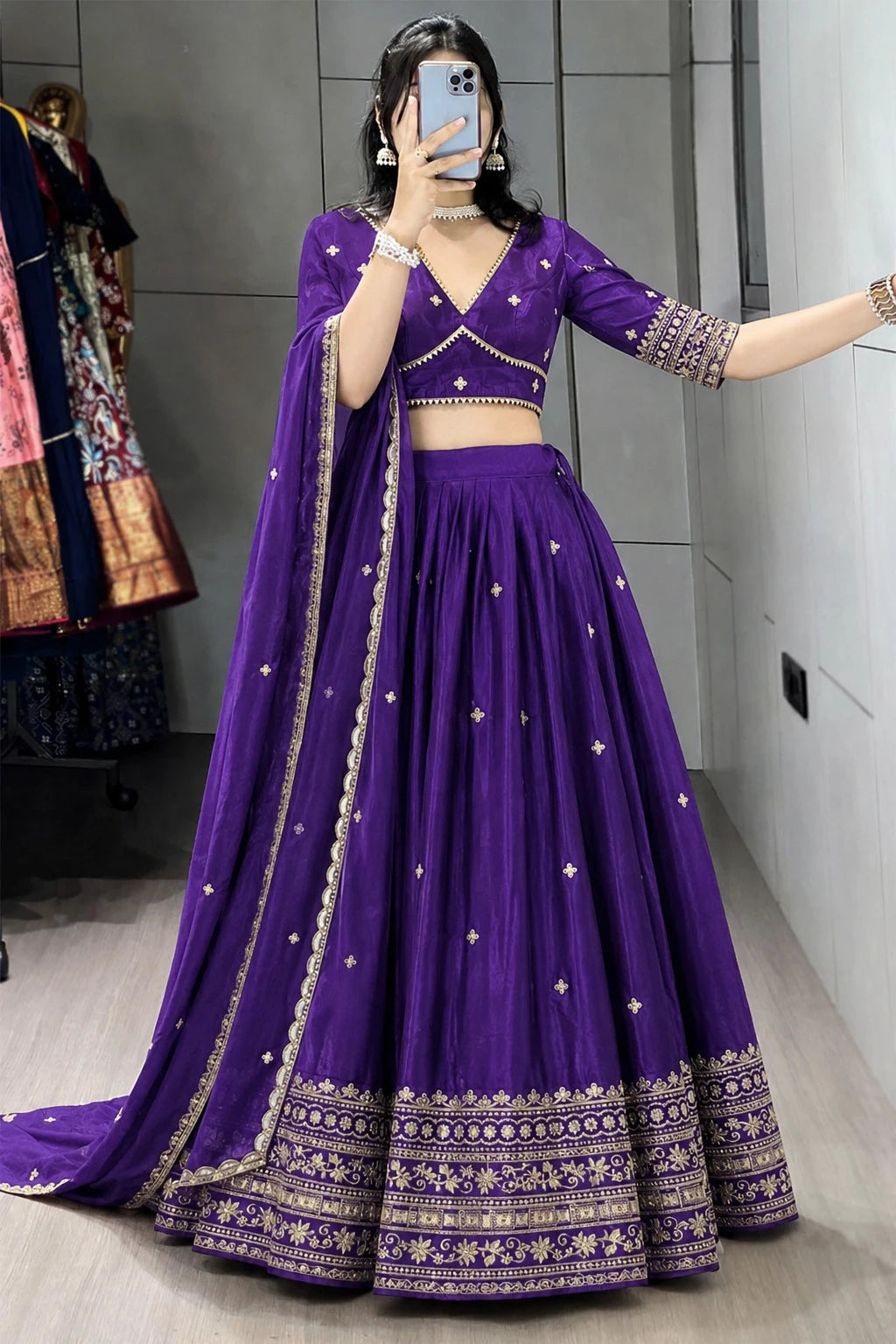 Kedar Fab Embroidered Semi Stitched Lehenga Choli