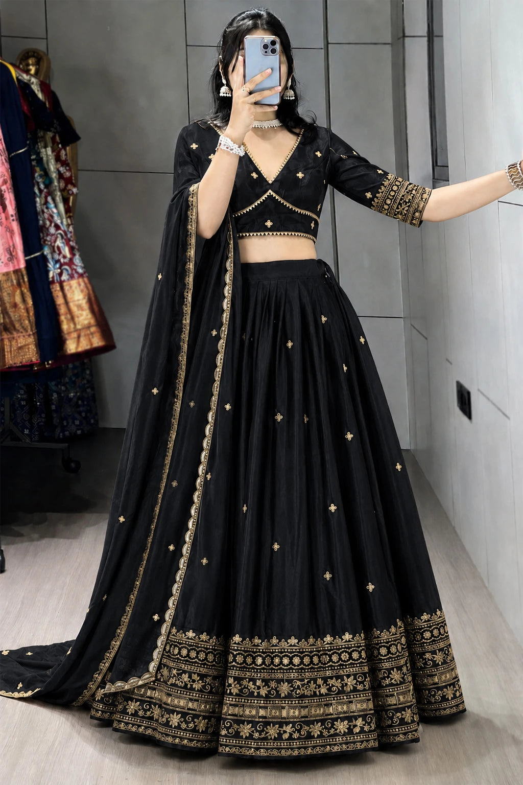 Kedar Fab Embroidered Semi Stitched Lehenga Choli