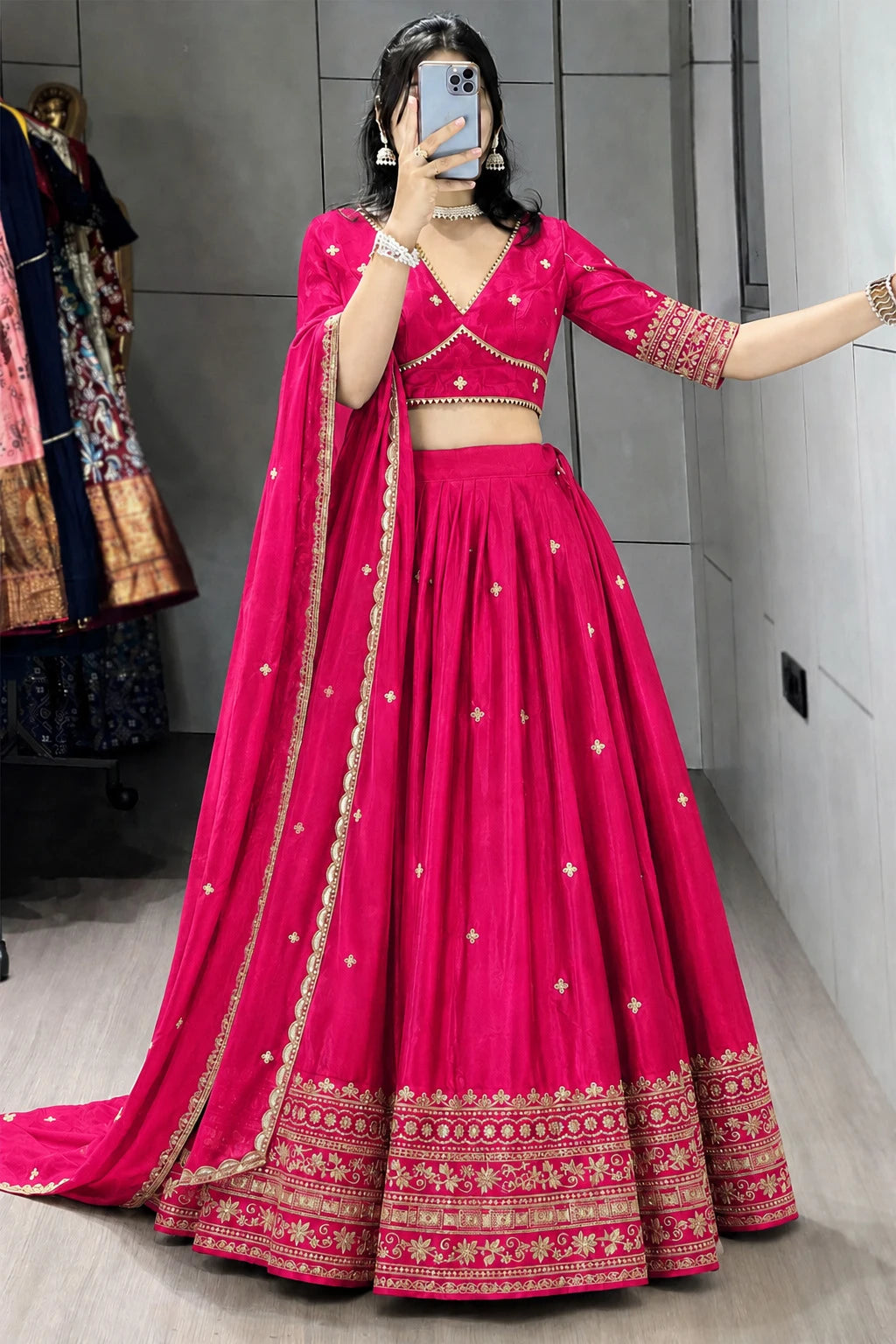 Kedar Fab Embroidered Semi Stitched Lehenga Choli