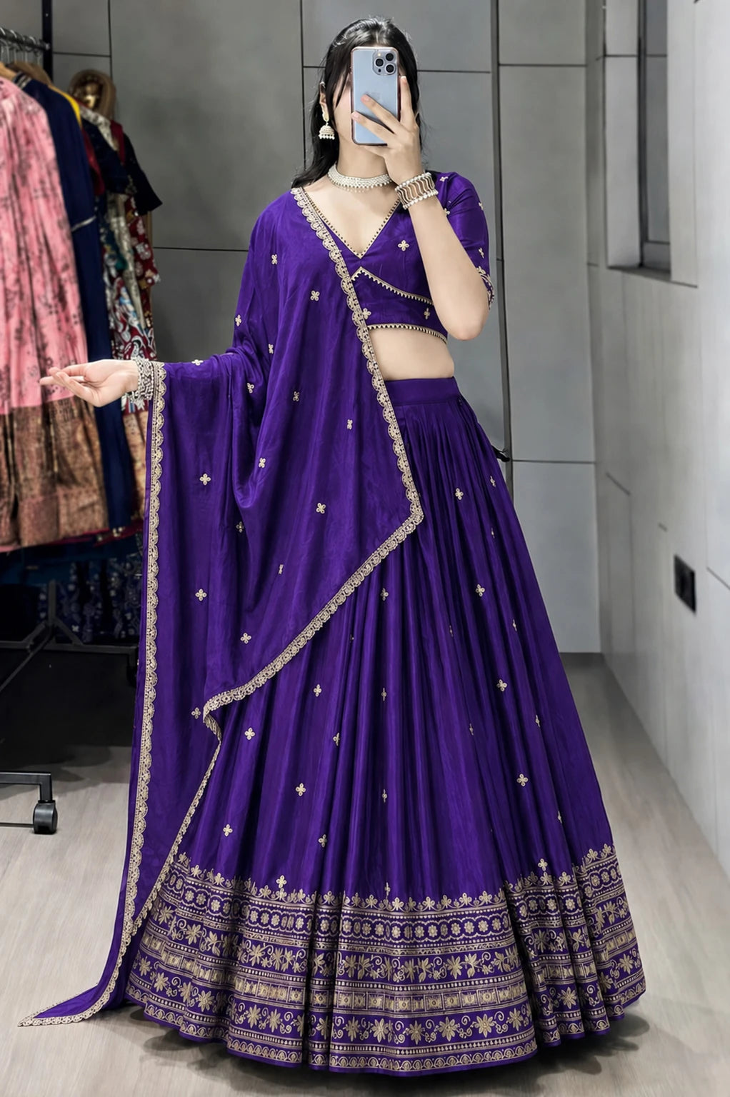 Kedar Fab Embroidered Semi Stitched Lehenga Choli