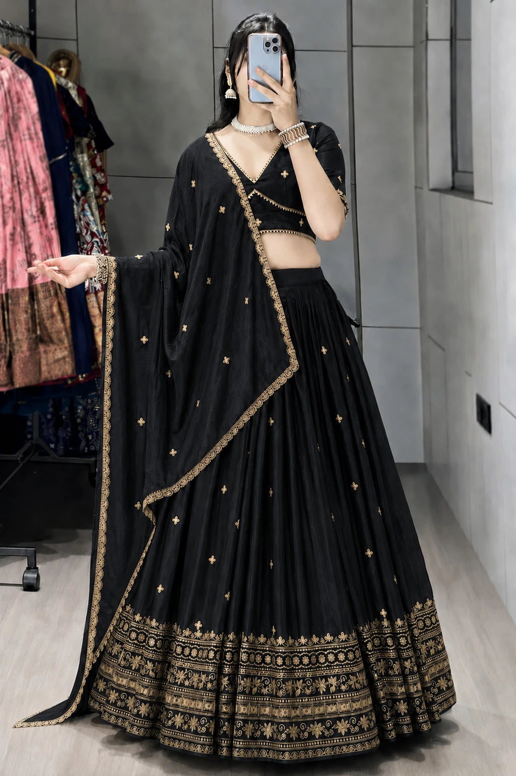 Kedar Fab Embroidered Semi Stitched Lehenga Choli