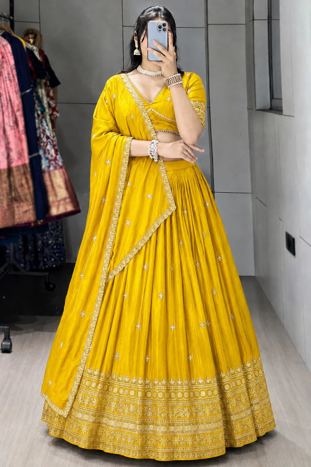 Kedar Fab Embroidered Semi Stitched Lehenga Choli