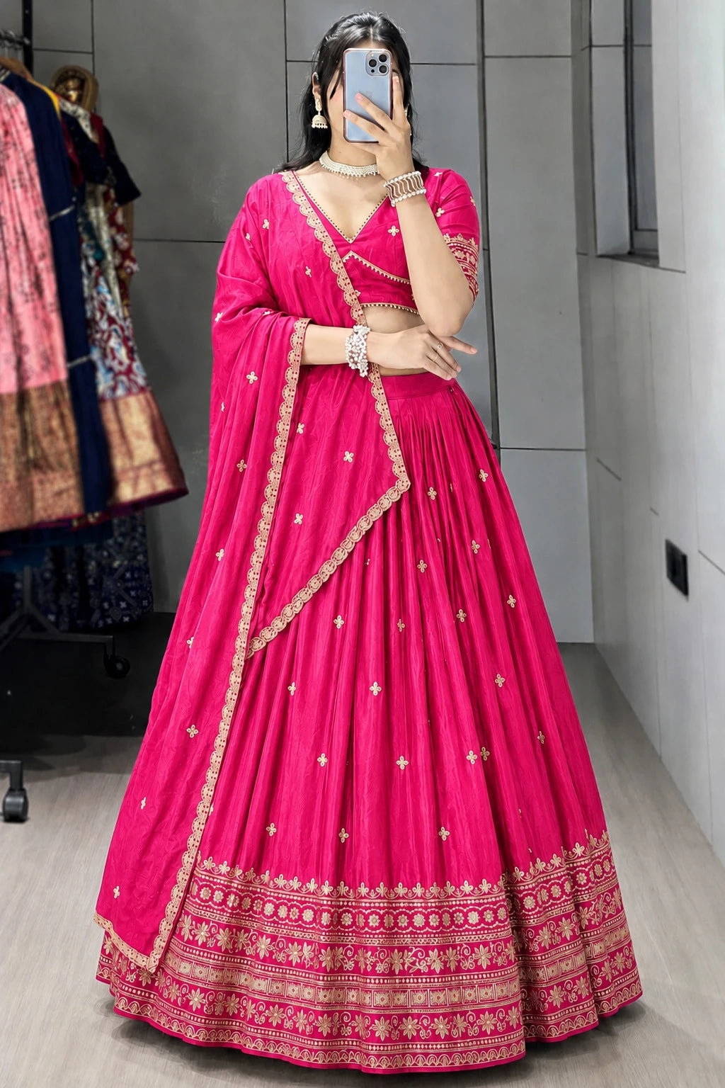 Kedar Fab Embroidered Semi Stitched Lehenga Choli
