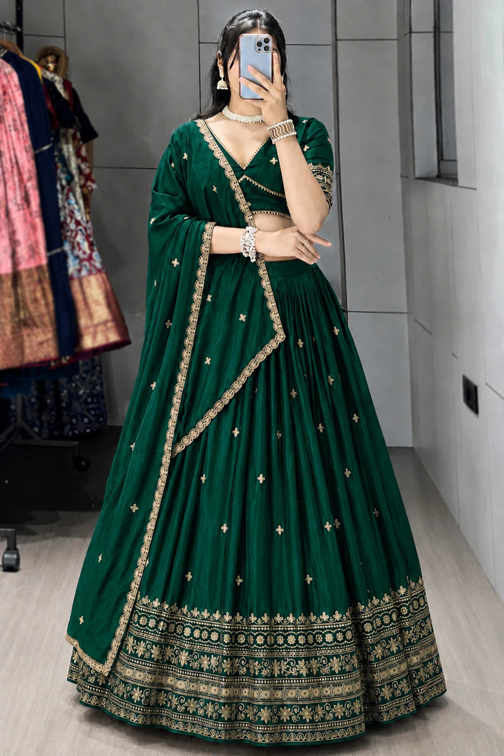 Kedar Fab Embroidered Semi Stitched Lehenga Choli
