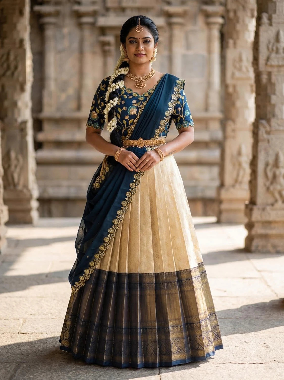 Solid Semi Stitched Lehenga Choli