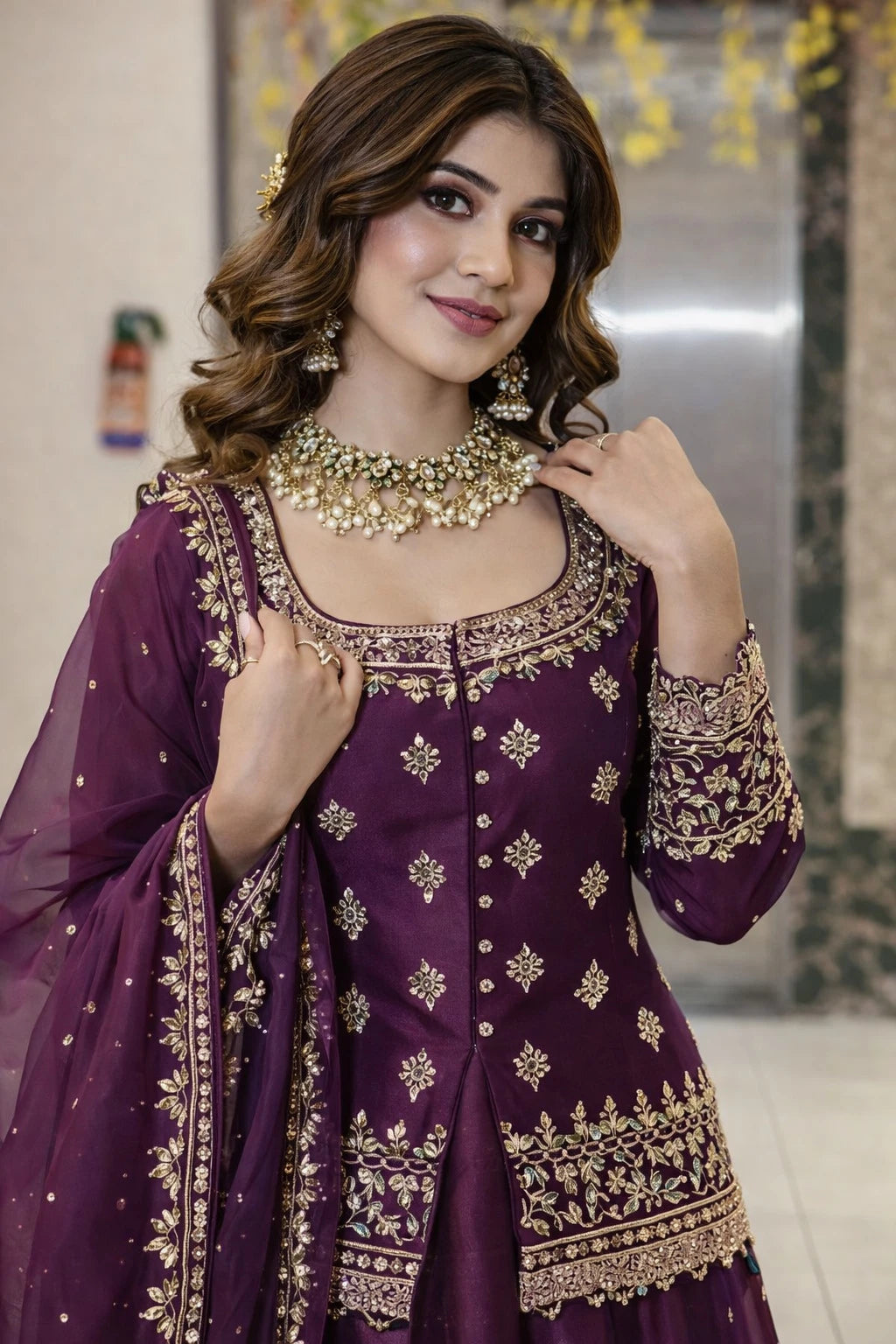Trivety Embroidered Stitched Lehenga & Kurta