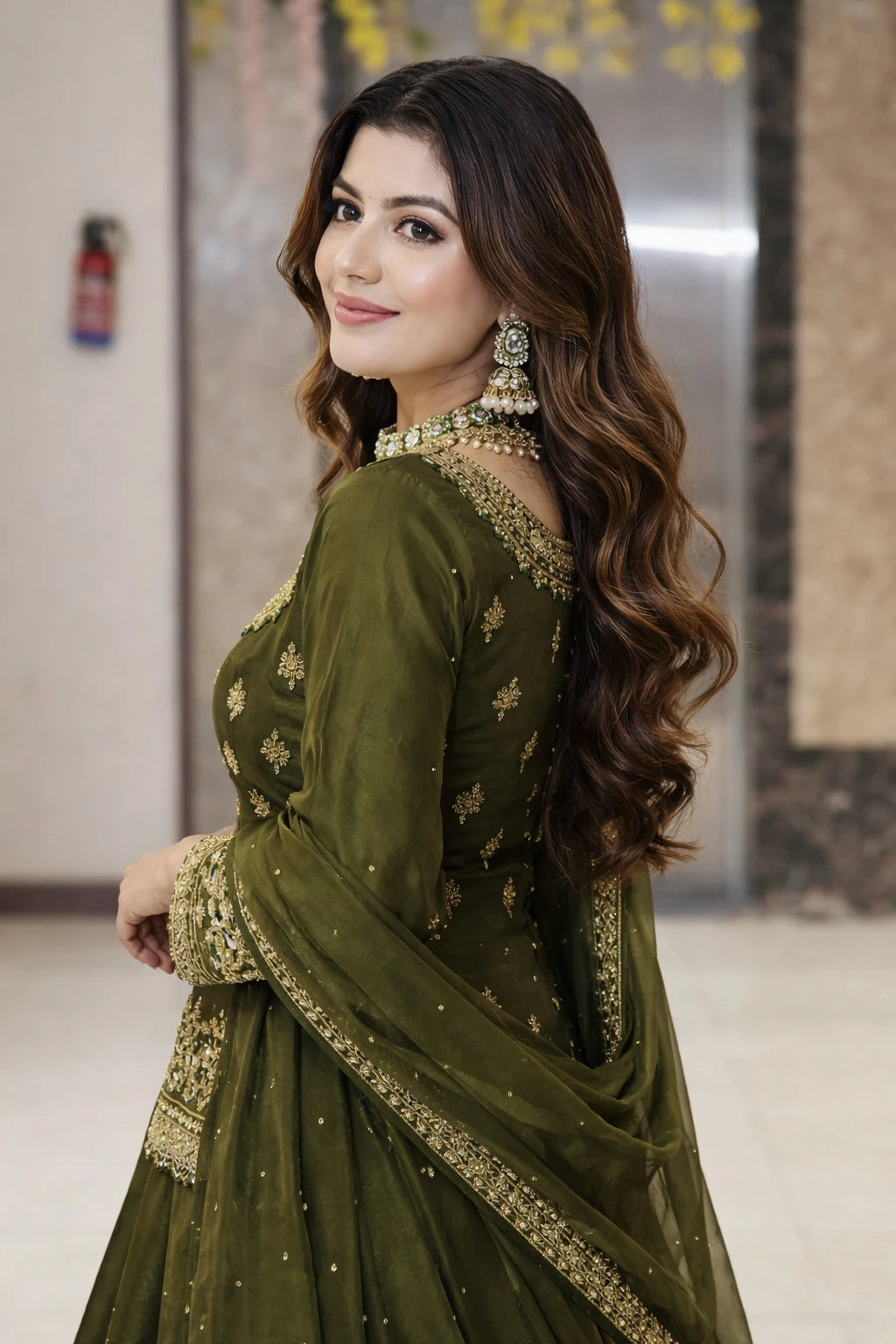 Trivety Embroidered Stitched Lehenga & Kurta