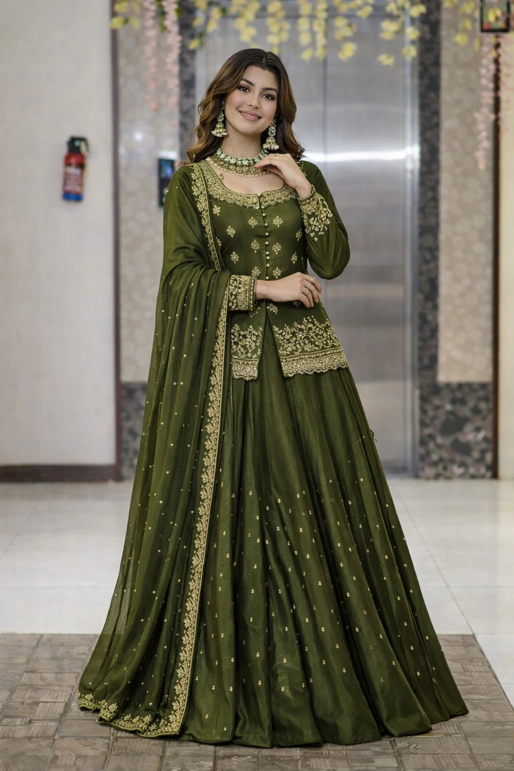 Trivety Embroidered Stitched Lehenga & Kurta